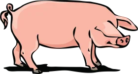 Vintage-Style Pink Pig Clipart Illustration with Distinctive Silhouette