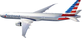 American Airlines Boeing 777 Side View Detailed Aviation Clipart Illustration