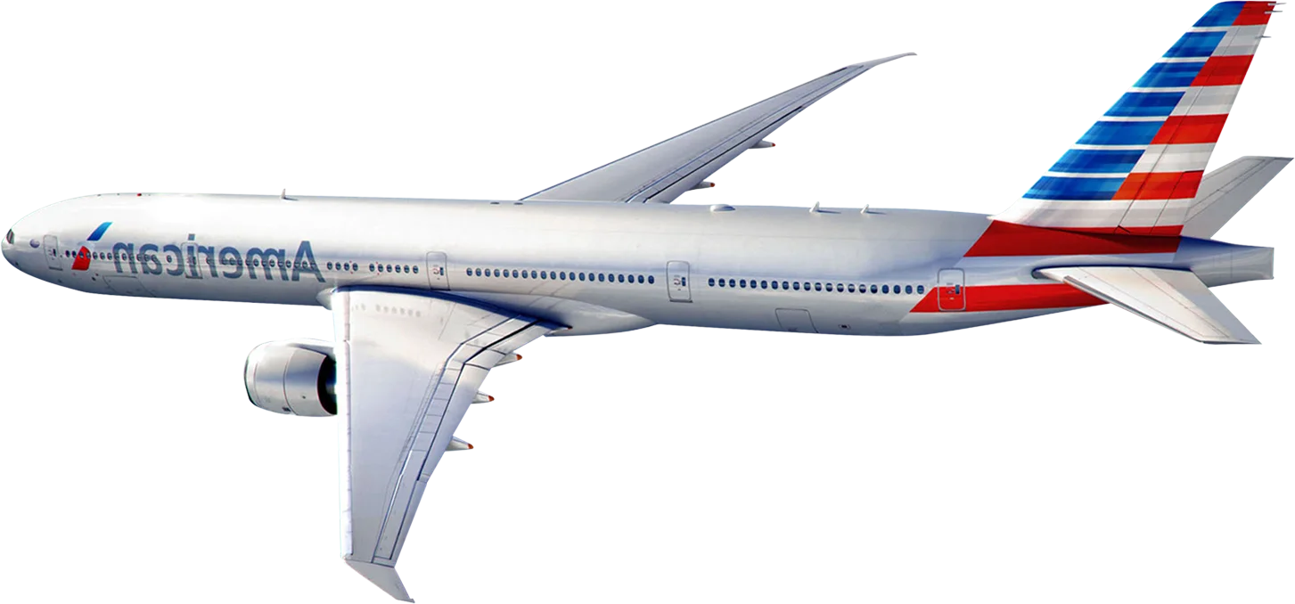 American Airlines Boeing 777 Side View Detailed Aviation Clipart Illustration