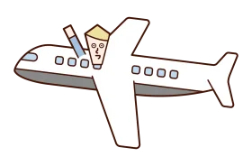 Charming Cartoon Airplane Clipart with Playful Stick Figure Passenger