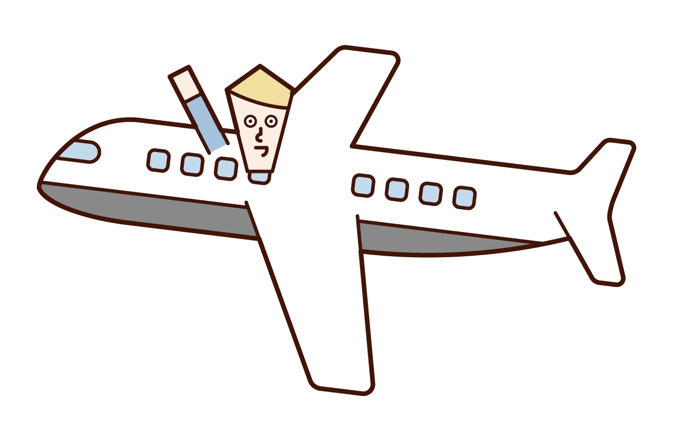 Charming Cartoon Airplane Clipart with Playful Stick Figure Passenger