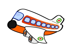 Cheerful Orange and Blue Cartoon Airplane Clipart for Kids and Design