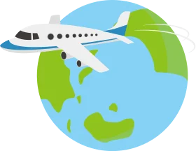 Global Aviation Connectivity: Friendly Cartoon Airplane Traveling Around Stylized Earth Clipart