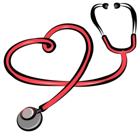 Heartfelt Medical Care: Stethoscope Heart-Shaped Diagnostic Clipart Illustration