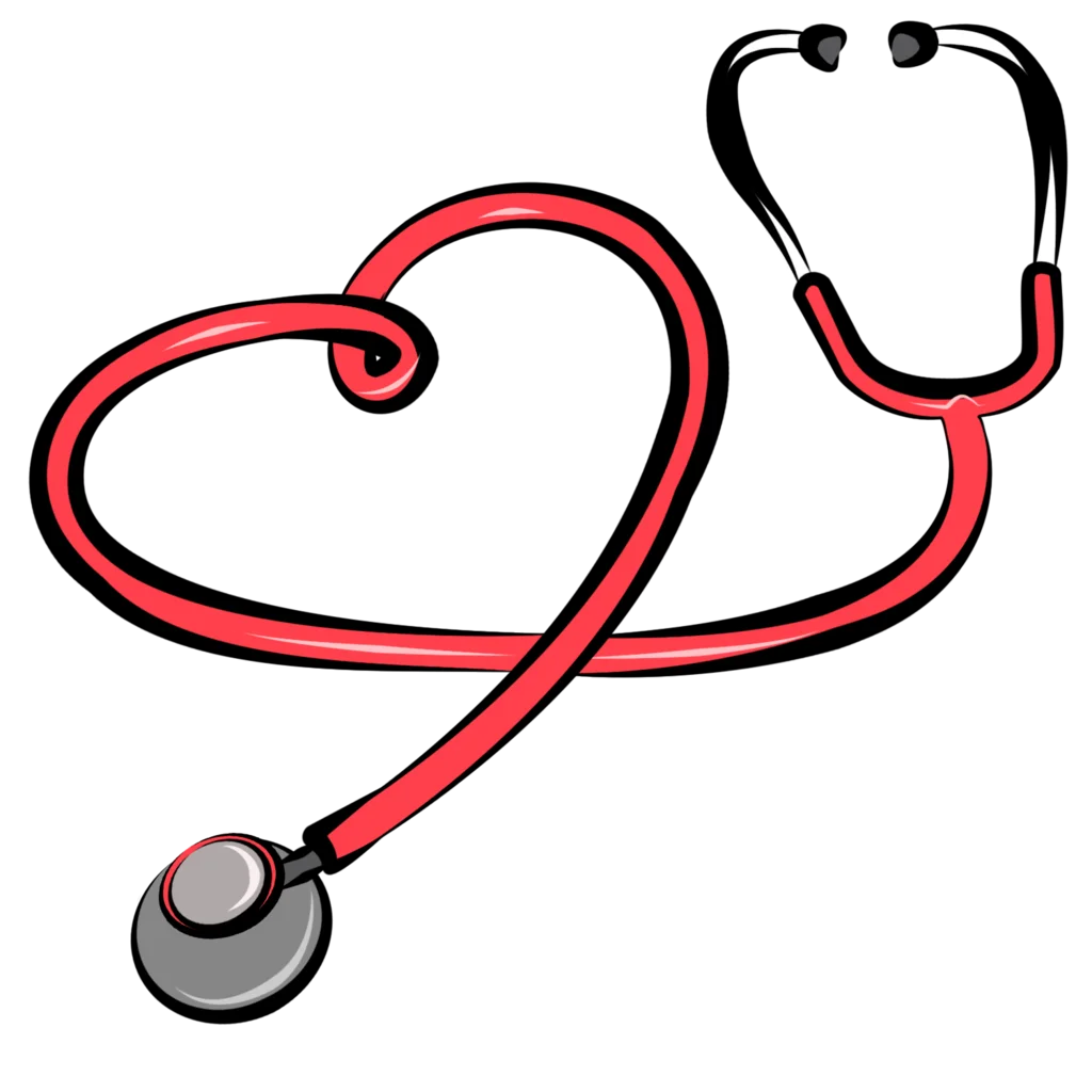 Heartfelt Medical Care: Stethoscope Heart-Shaped Diagnostic Clipart Illustration