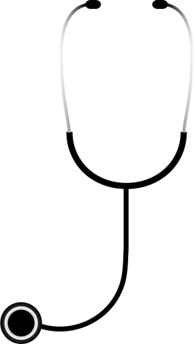 Minimalist Medical Diagnostic Stethoscope Clipart Illustration in Black and White