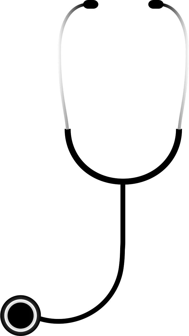 Minimalist Medical Diagnostic Stethoscope Clipart Illustration in Black and White