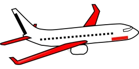 Modern Passenger Airplane Simplified Clipart Design in Red and White