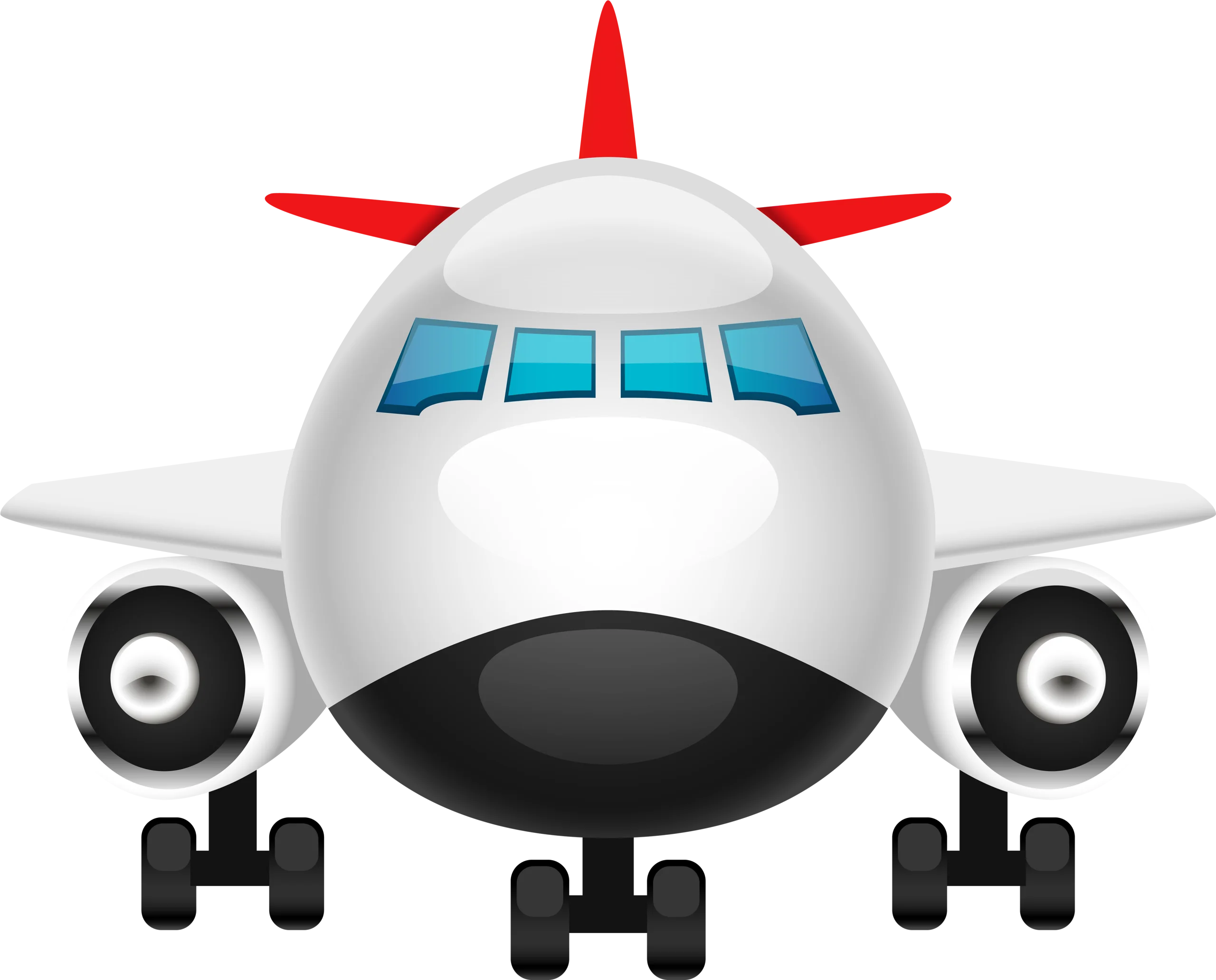 Playful White Commercial Airplane Clipart with Cartoon-Style Design