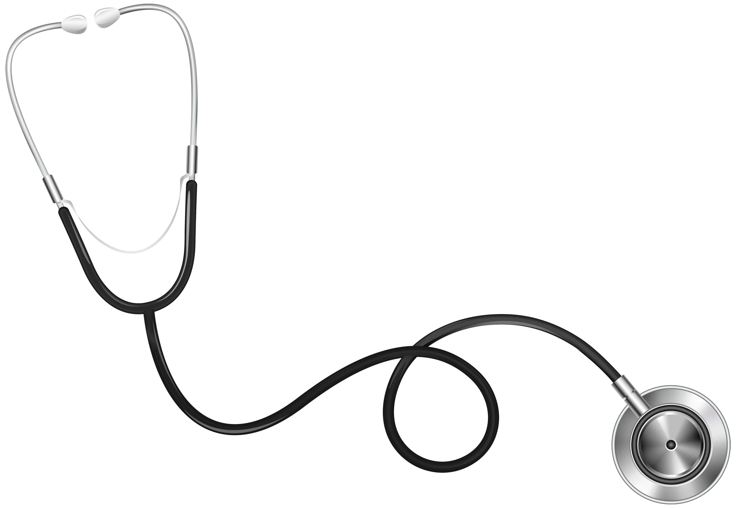 Professional Medical Diagnostic Stethoscope Monochrome Clipart Illustration