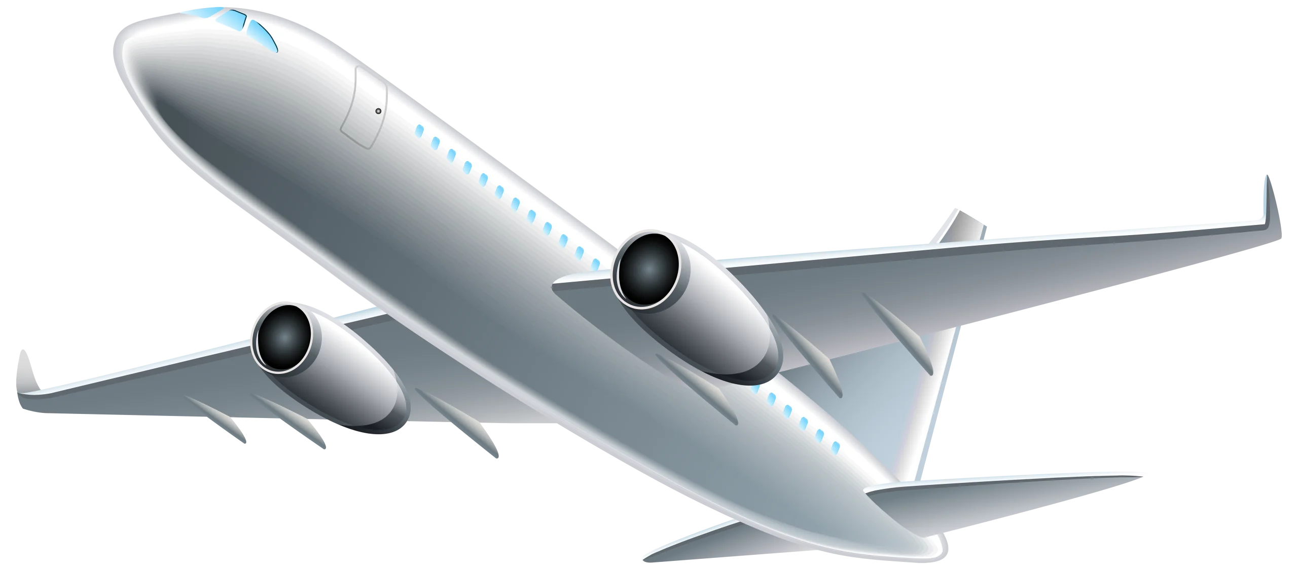 Sleek Modern Commercial Passenger Aircraft Clipart Illustration in Pristine White