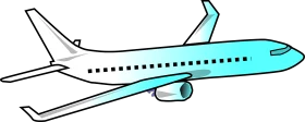 Sleek Turquoise Commercial Passenger Aircraft Clipart Illustration Design