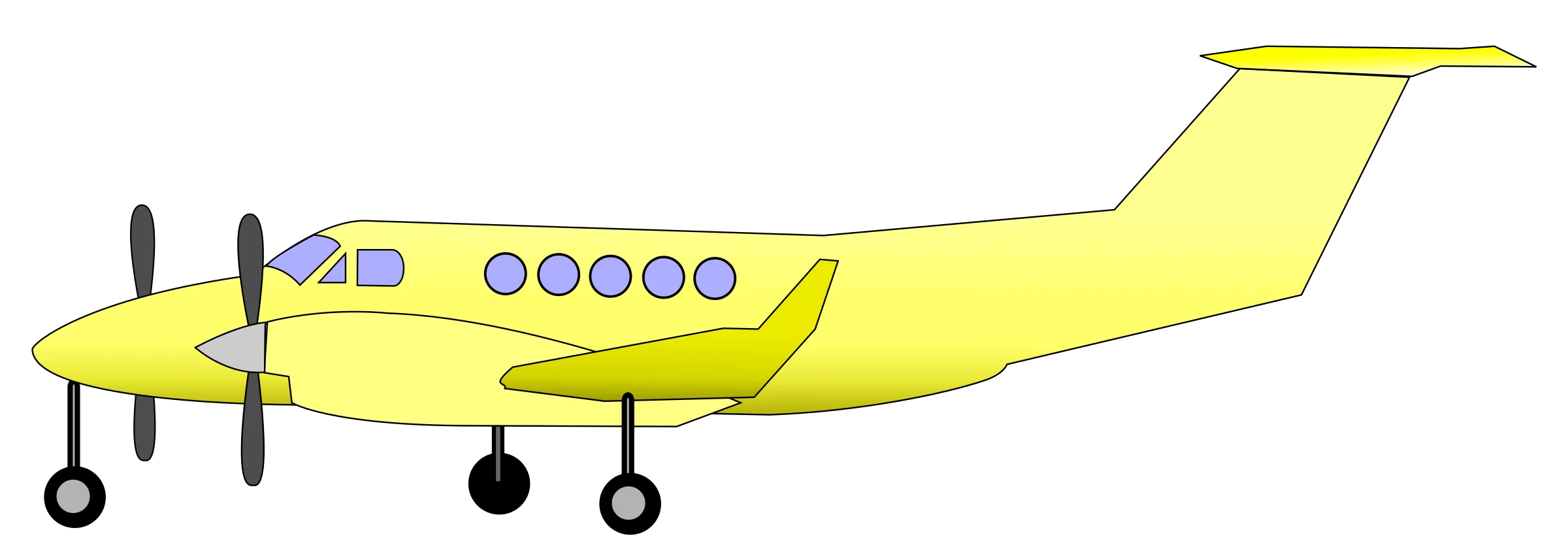 Sleek Yellow Twin-Engine Propeller Aircraft Clipart Illustration Design