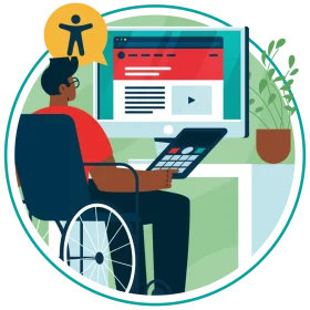 Accessibility in Digital Workspace: Empowering Professionals with Disabilities Clipart Illustration
