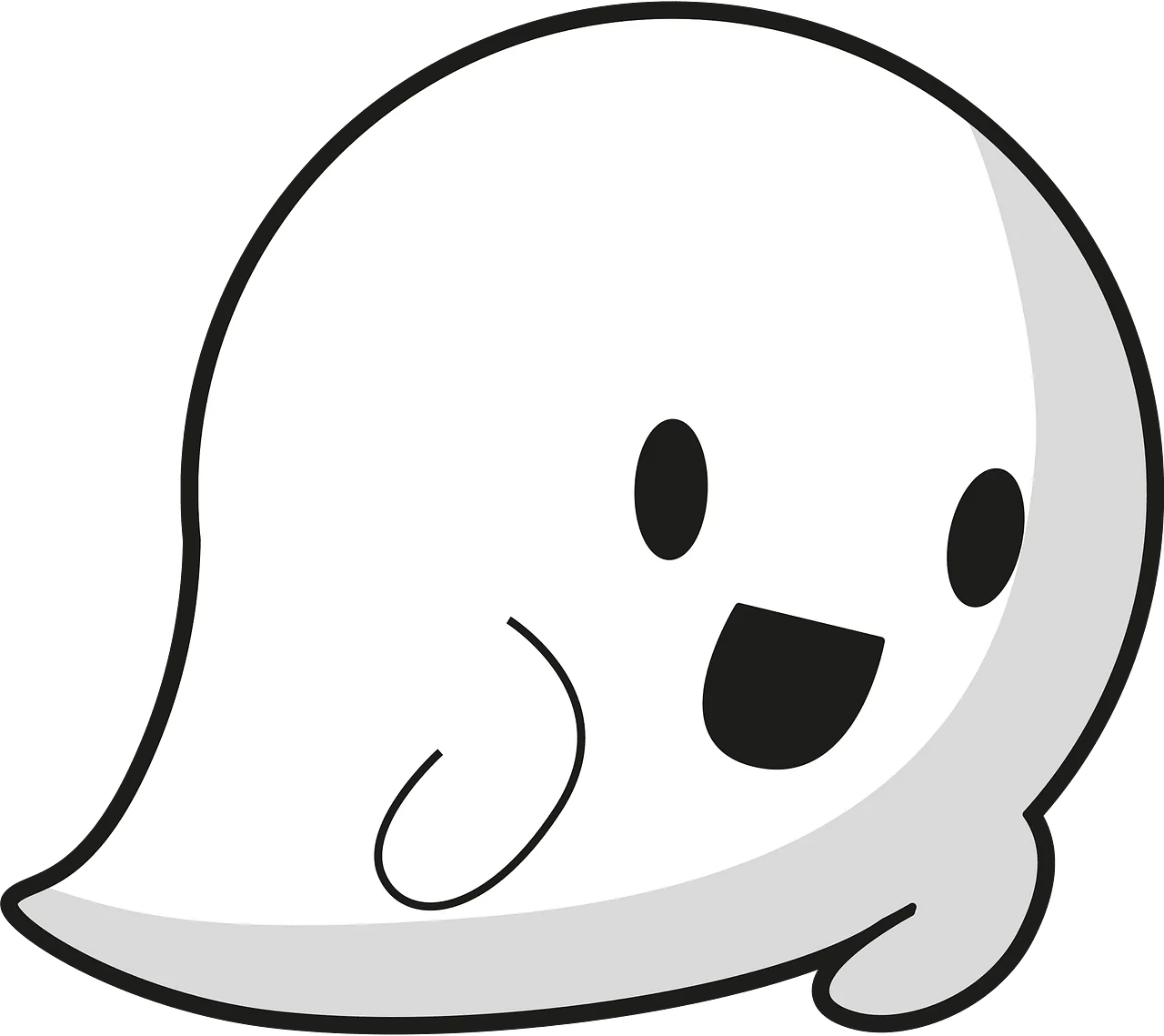 Adorable Kawaii Ghost Clipart - Friendly Cartoon Spirit with Charming Expression