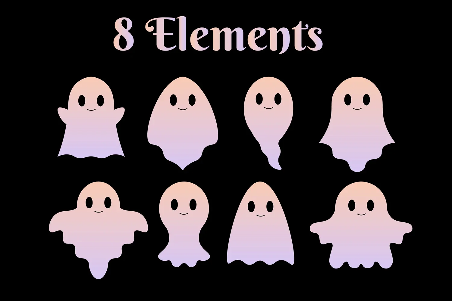 Adorable Pastel Ghost Clipart Collection: 8 Whimsical Ethereal Characters