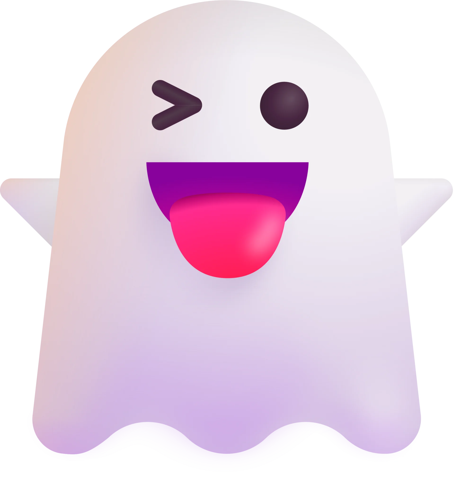 Adorable Playful Ghost Emoji Clipart with Cheeky Winking Expression