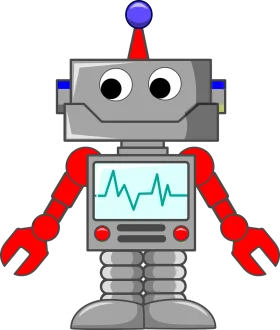 Cute Retro Mechanical Robot Clipart with Playful Design and Expressive Features