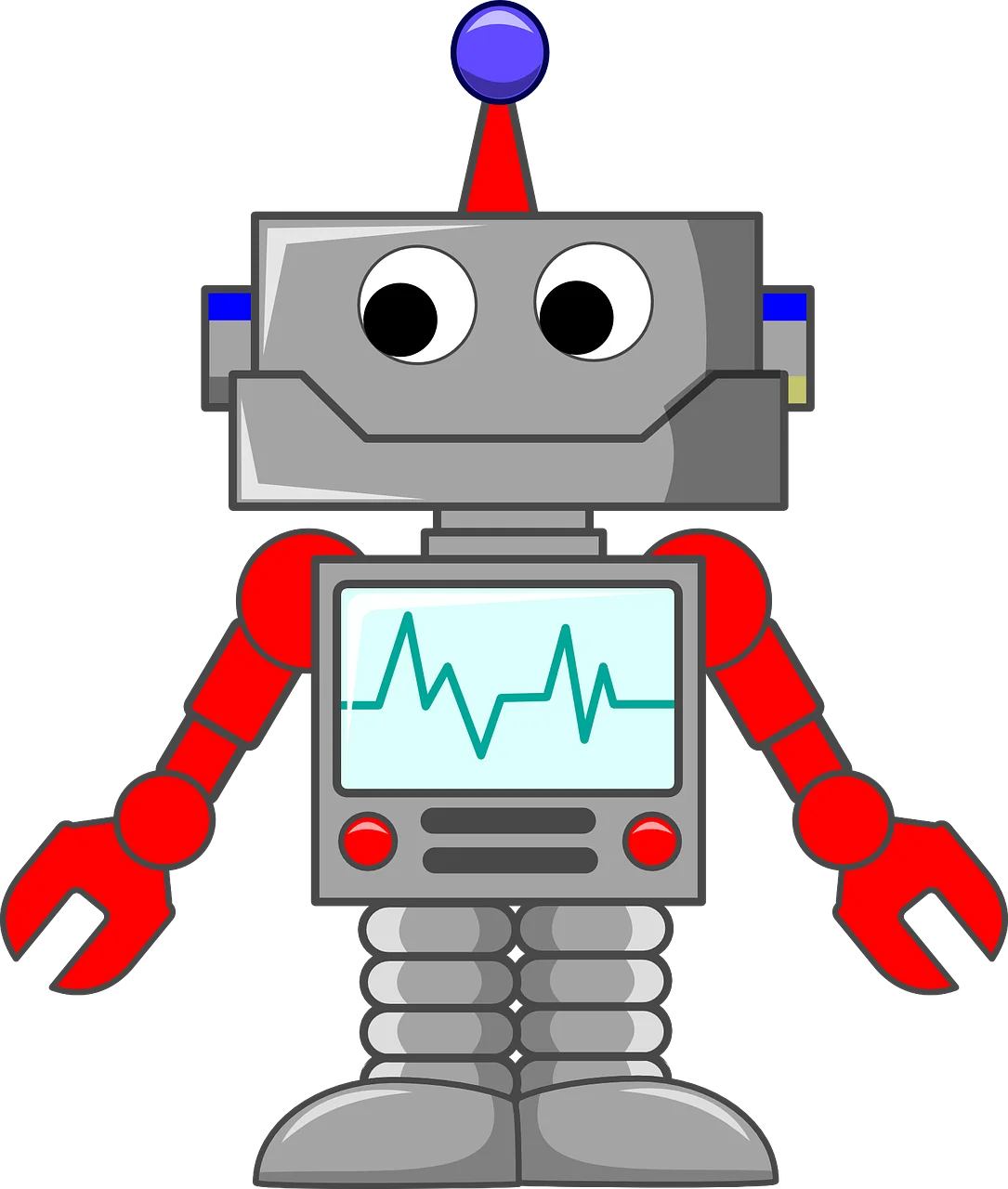 Cute Retro Mechanical Robot Clipart with Playful Design and Expressive Features