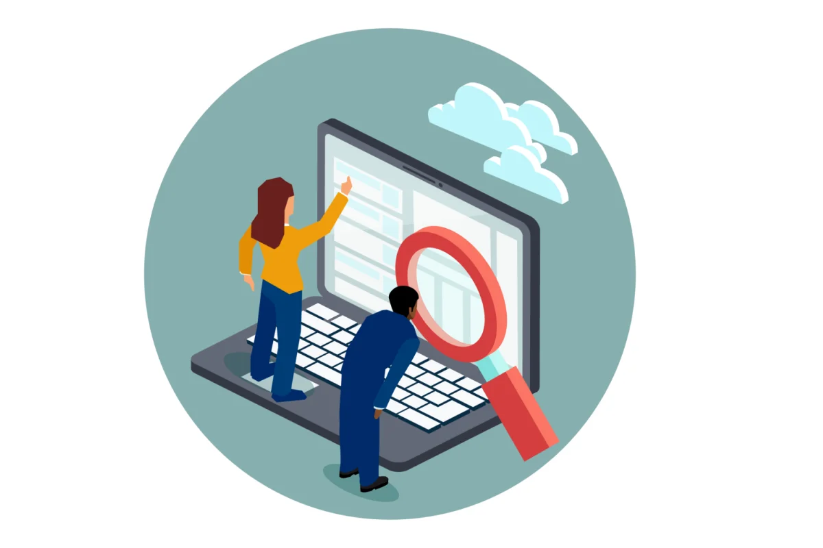 Digital Search and Analytics Exploration Clipart Illustration