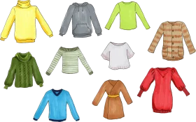 Diverse Collection of Stylish Clothing Clipart Illustrations for Design Projects