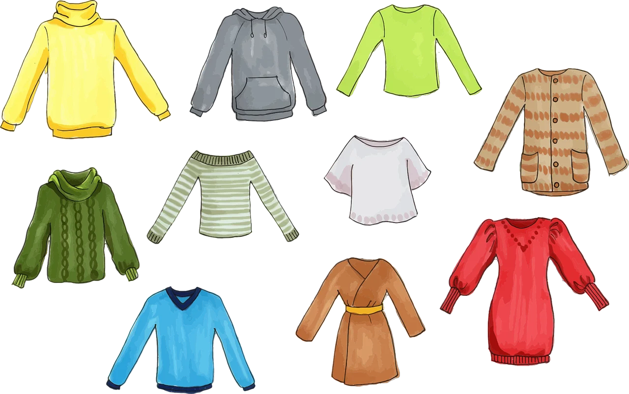 Diverse Collection of Stylish Clothing Clipart Illustrations for Design Projects