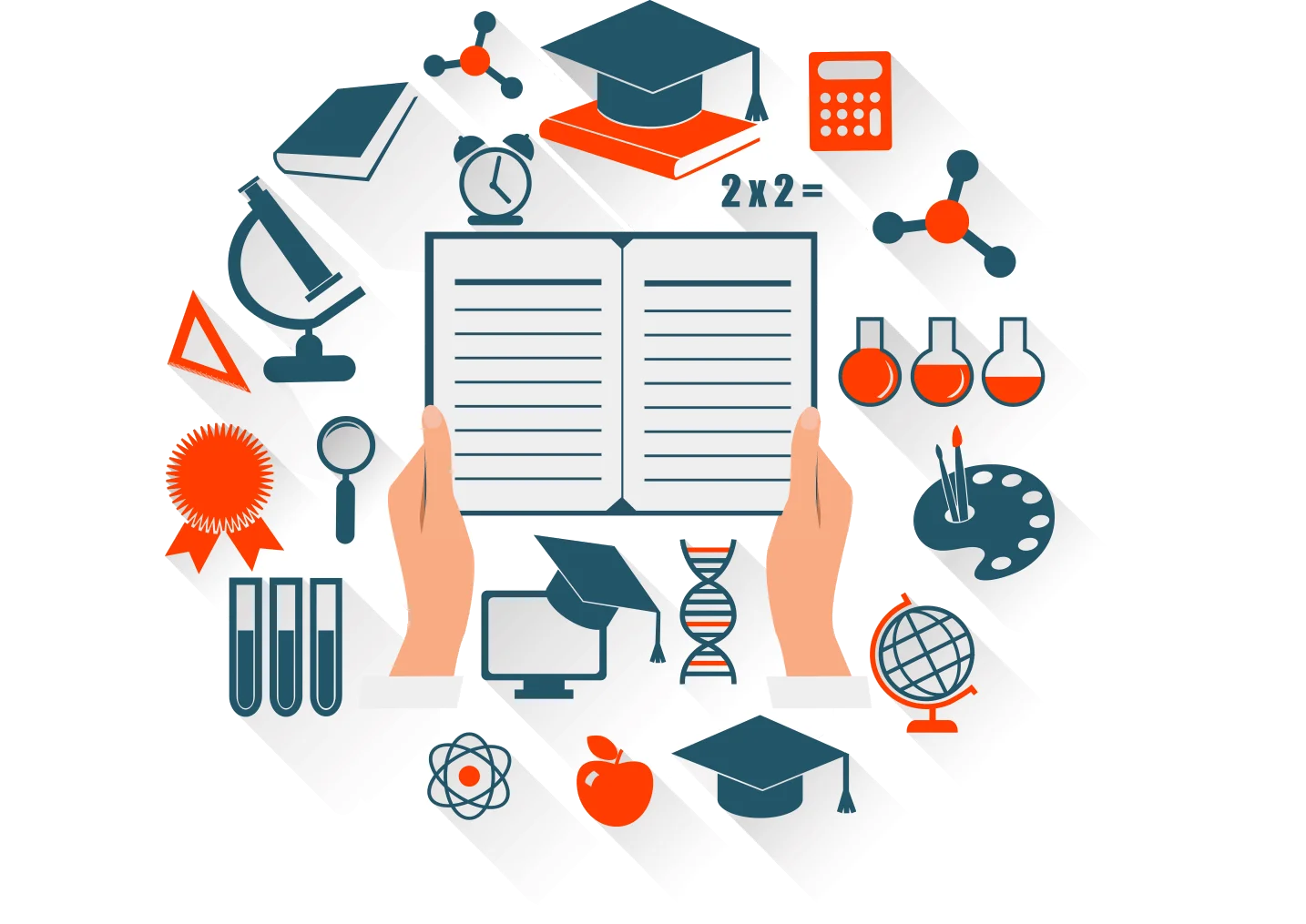 Educational Technology and Learning Elements Flat Design Clipart Illustration