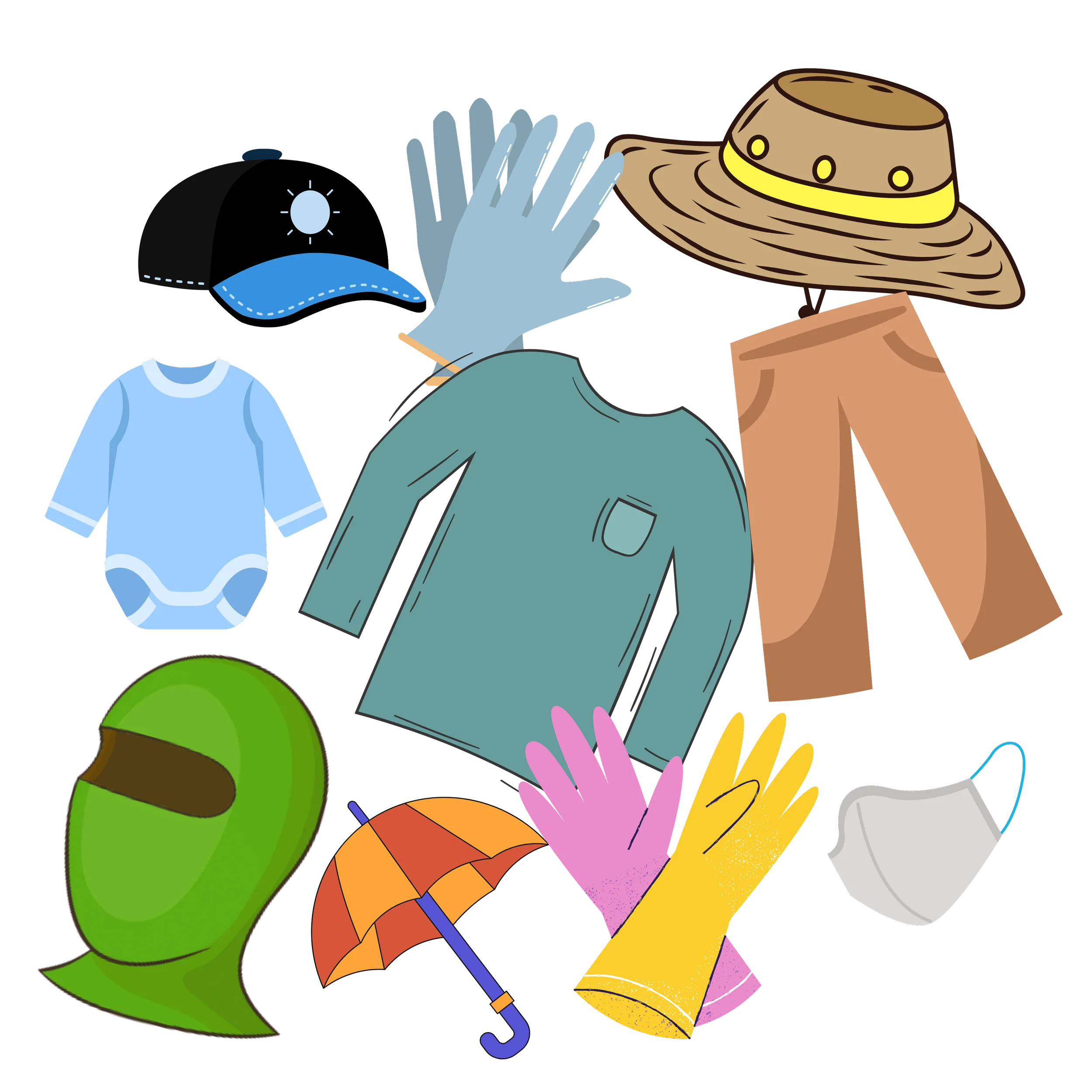 Essential Personal Protection and Outdoor Gear Clipart Collection for Everyday Adventures