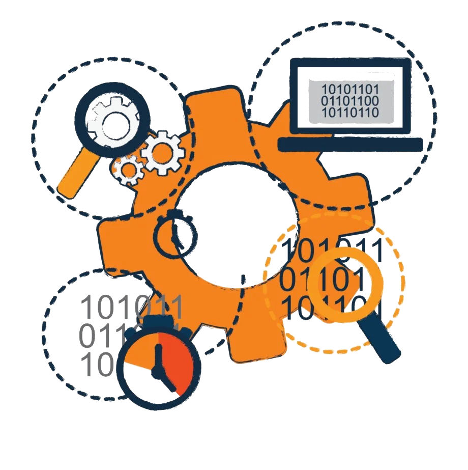 Innovative Data Processing and Technology Analysis Workflow Clipart Illustration