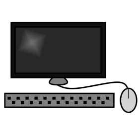 Minimalist Computer Setup Clipart Illustration with Monitor and Peripherals