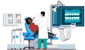 Modern Dental Clinic Technology Clipart - Digital X-Ray and Patient Examination