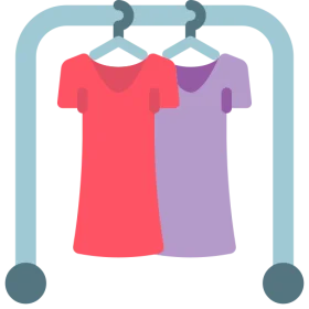 Simple Elegant Clothing Rack with Two Stylish Short-Sleeve Shirts Clipart Illustration