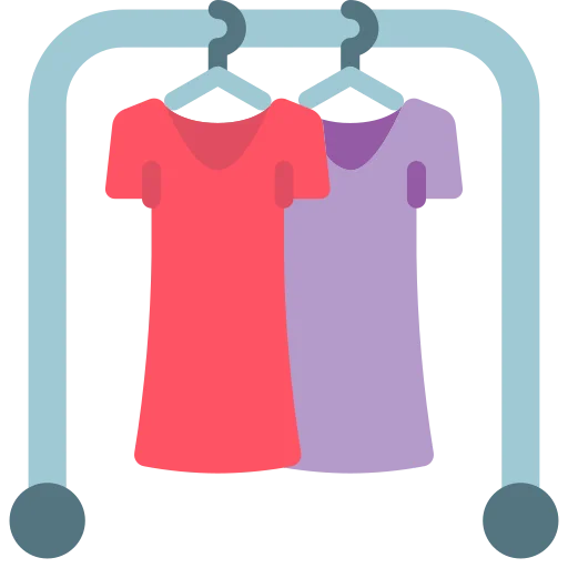Simple Elegant Clothing Rack with Two Stylish Short-Sleeve Shirts Clipart Illustration