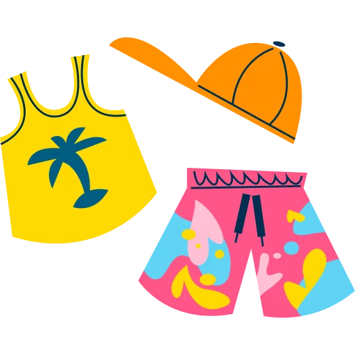 Summer Beach Essentials Swimwear and Accessories Playful Clipart Collection