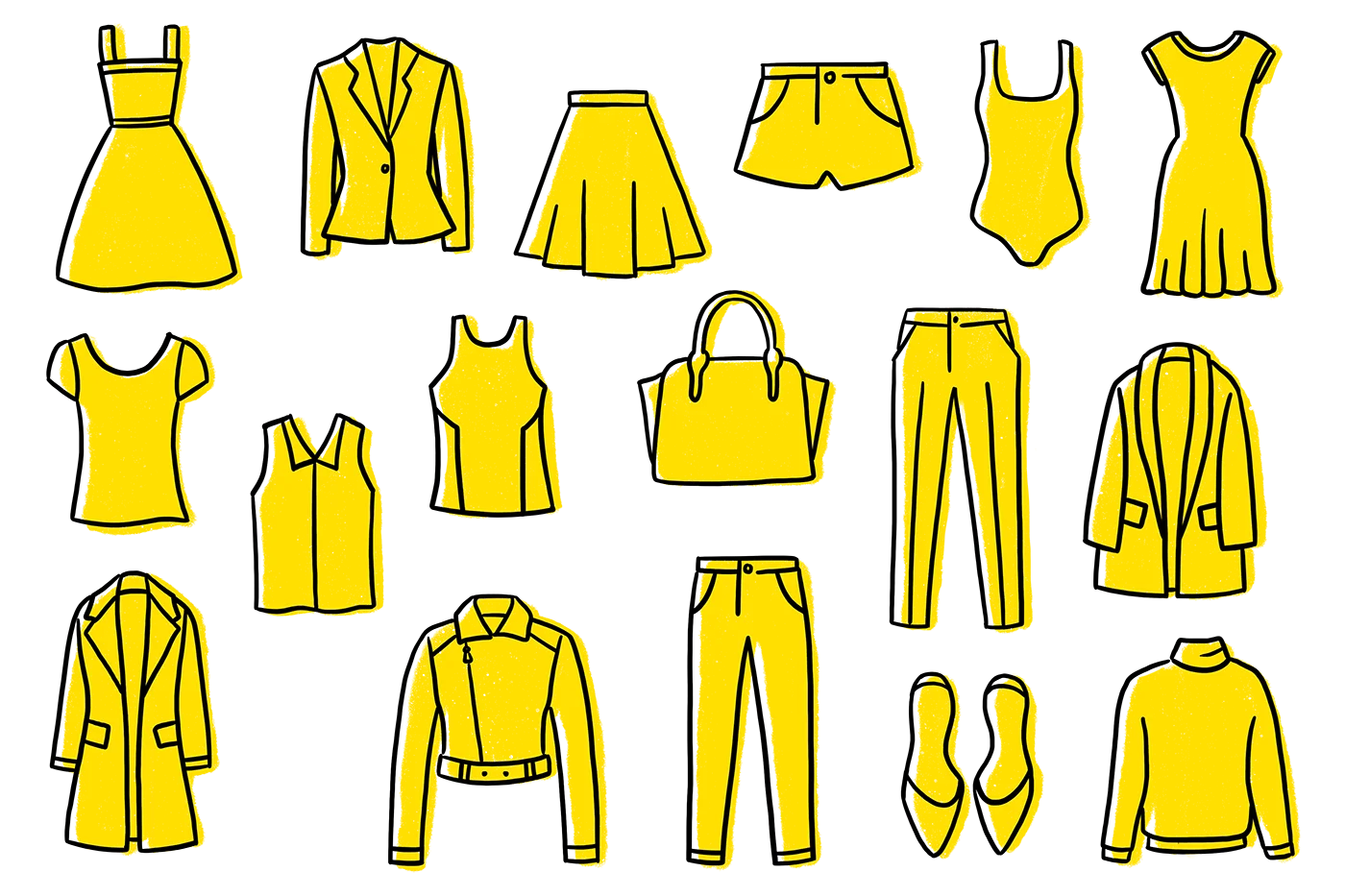 Sunshine Yellow Fashion Clipart Collection of Trendy Wardrobe Essentials