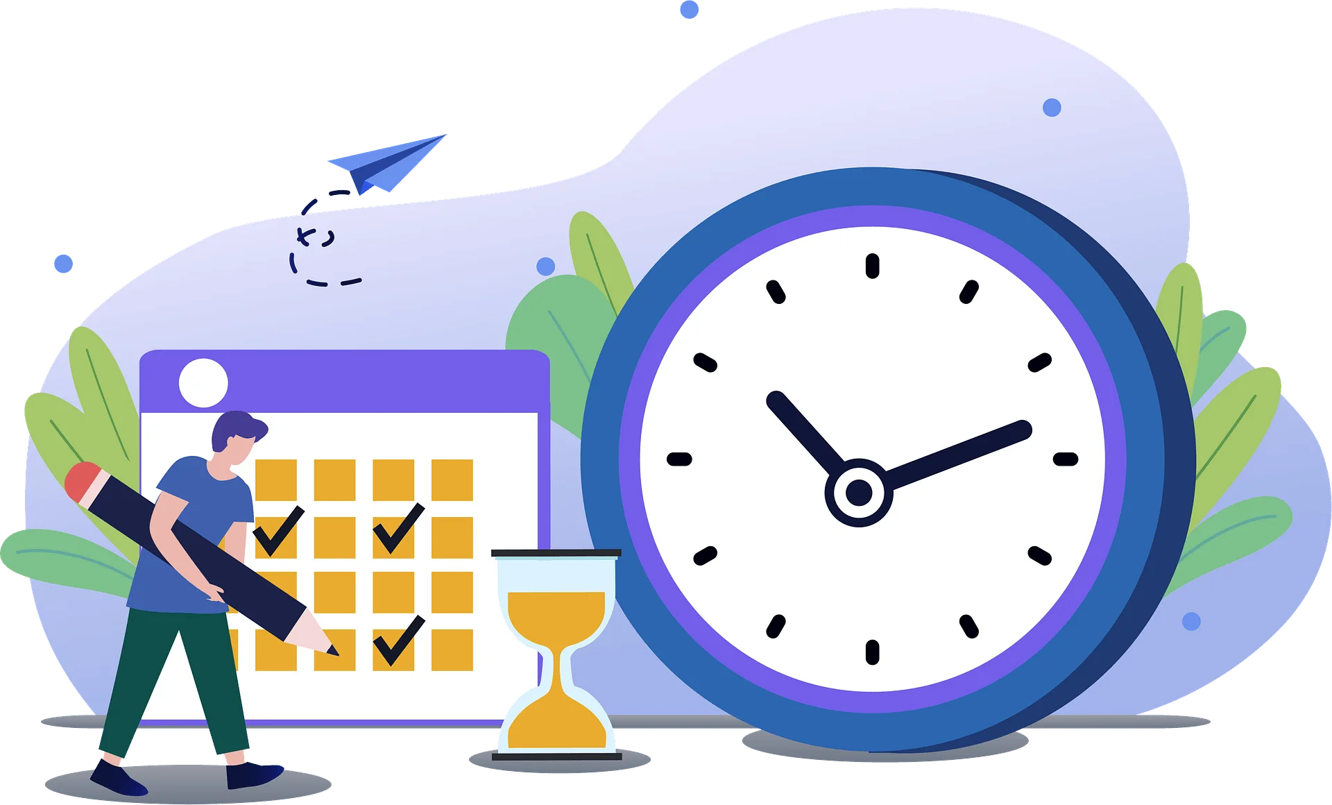 Time Management and Productivity Workflow Optimization Clipart Illustration