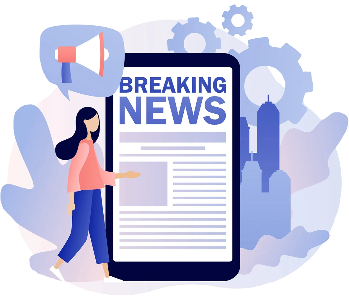 Breaking News Clipart Illustration Showcasing Digital Media and Journalism Concept