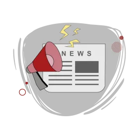 Breaking News Communication Megaphone and Newspaper Clipart Design Element