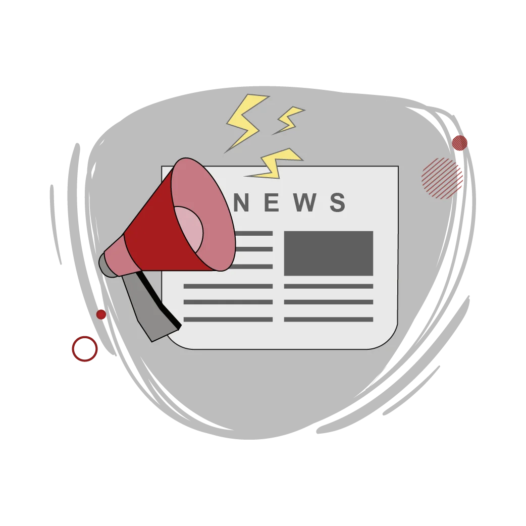 Breaking News Communication Megaphone and Newspaper Clipart Design Element