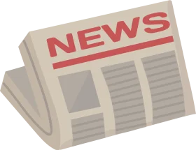 Classic Newspaper Folded News Clipart Illustration with Bold Red Typography