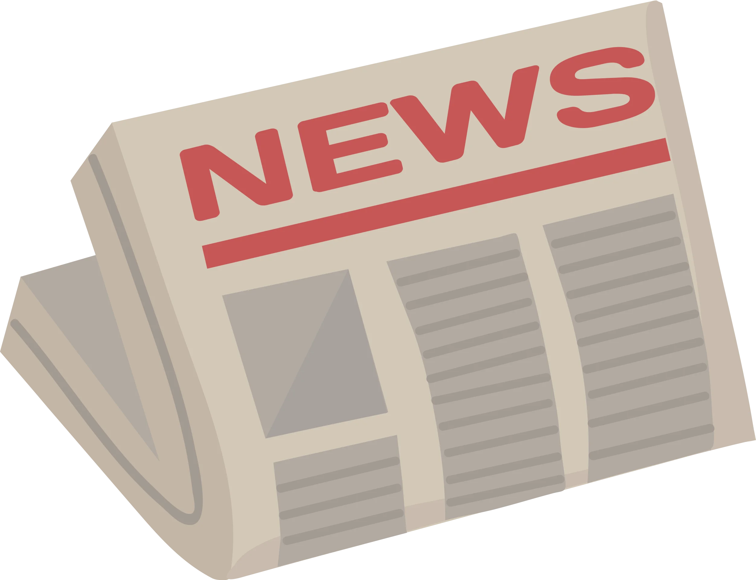 Classic Newspaper Folded News Clipart Illustration with Bold Red Typography