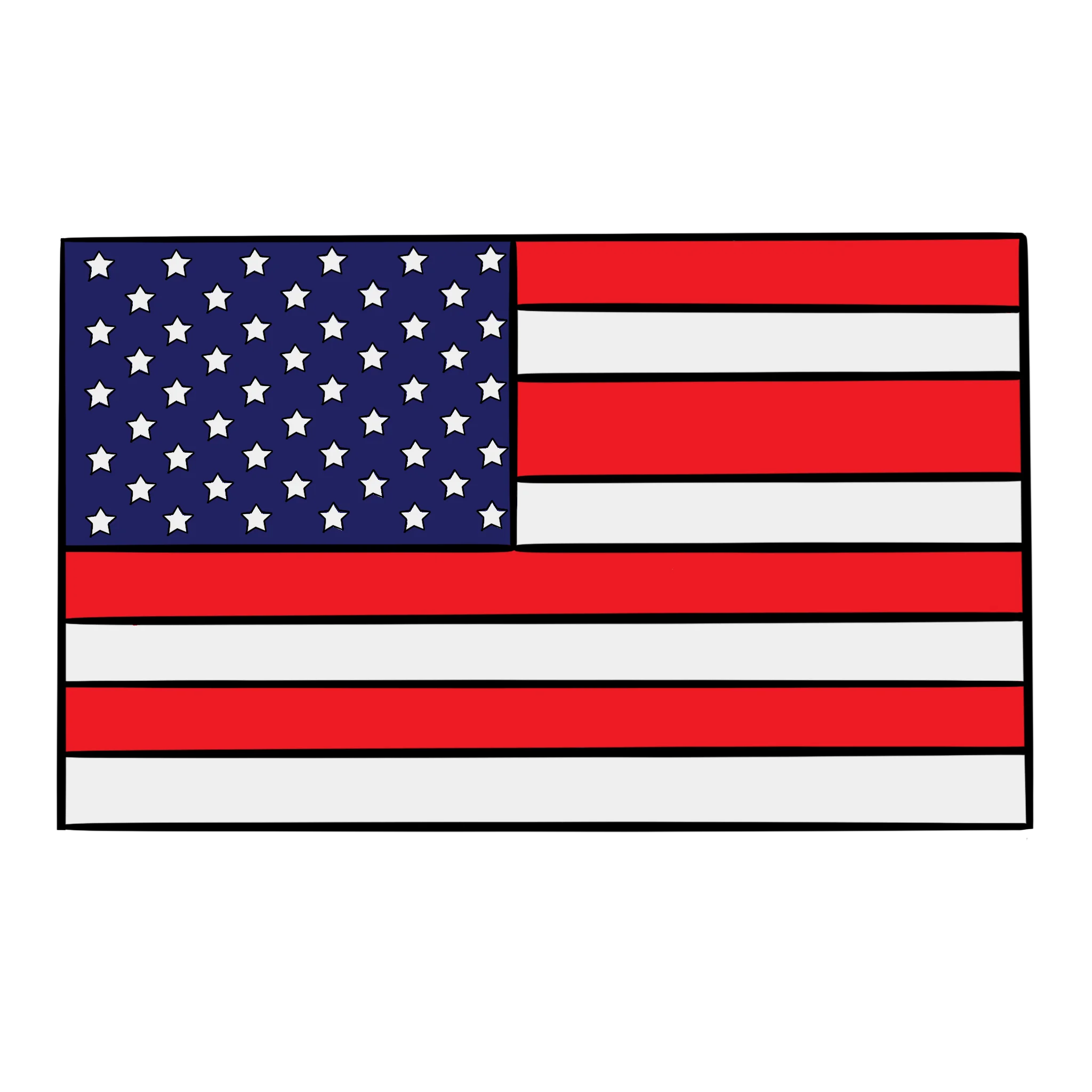 Classic United States National Flag Simplified Graphic Clipart Design
