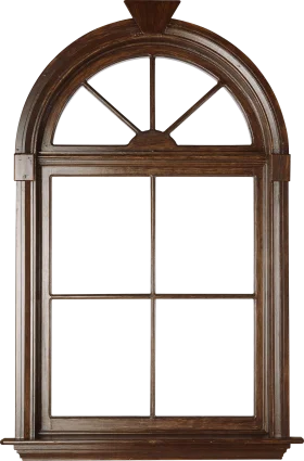 Classic Wooden Arched Window Clipart with Elegant Divided Panes Design