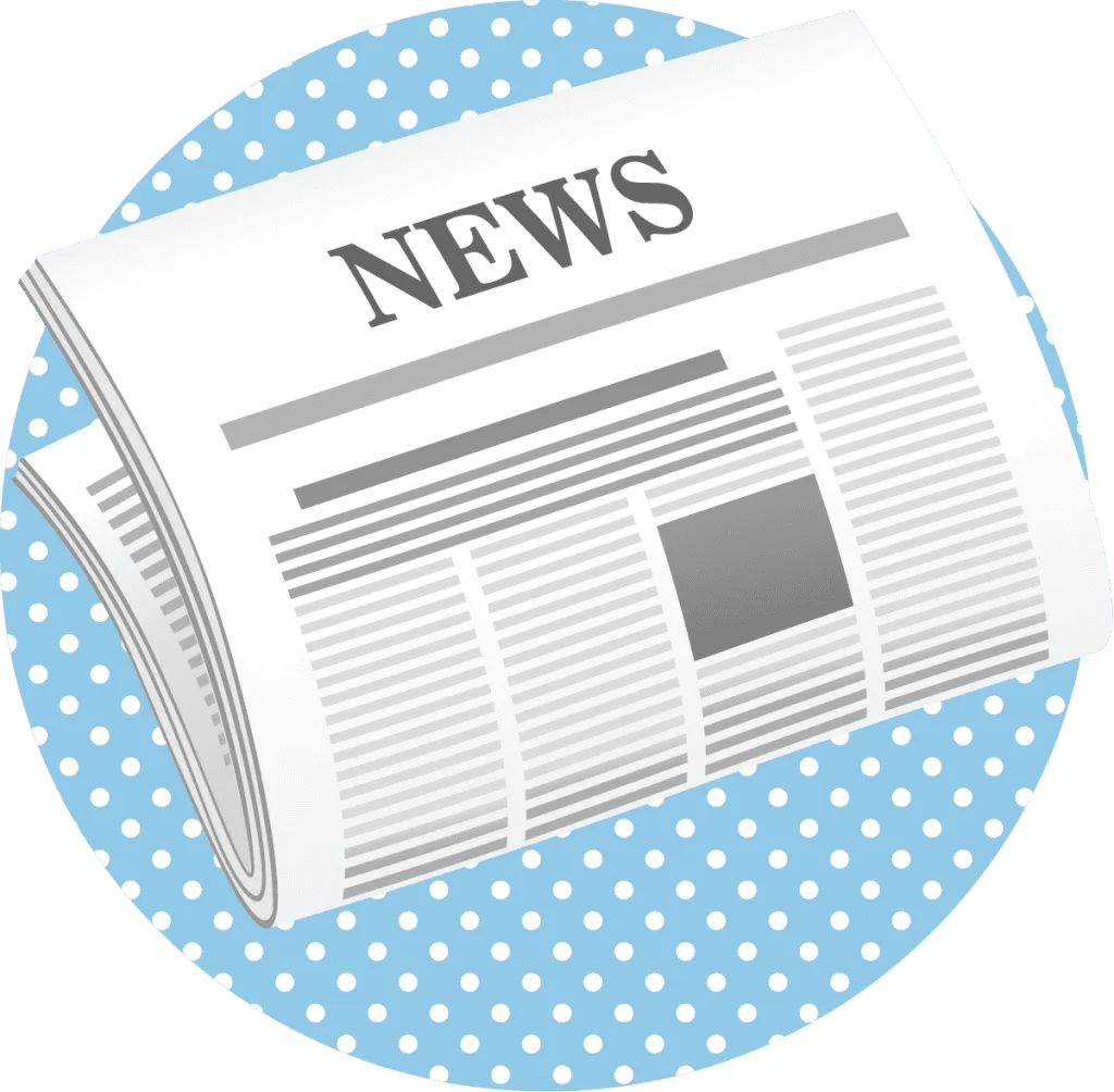 Crisp Folded Newspaper Clipart with Polka Dot Blue Background Design
