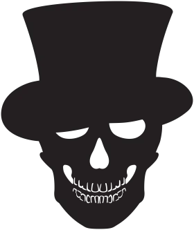 Dark and Mysterious Skull Wearing Top Hat Minimalist Clipart Design