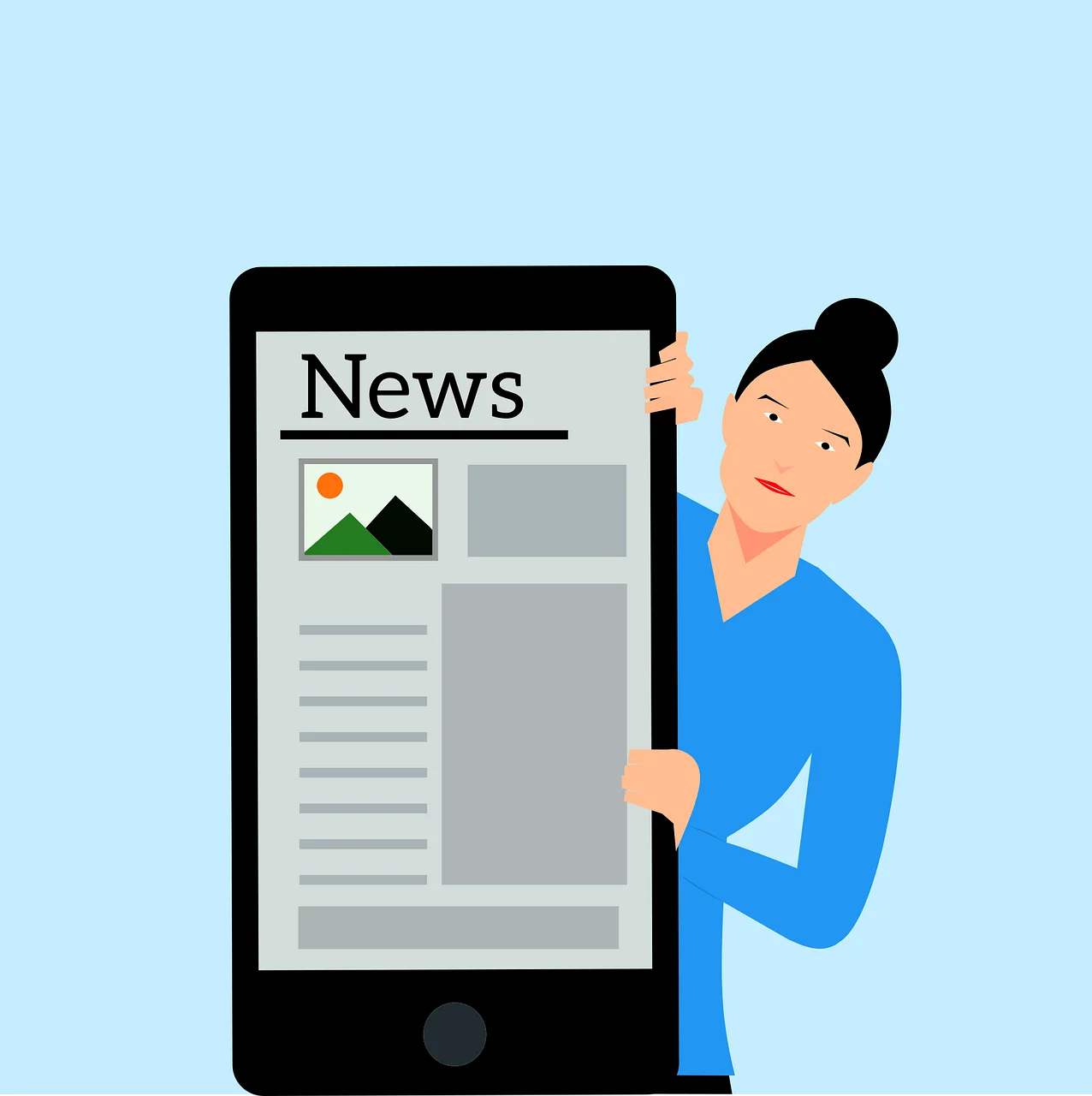 Digital News Reading Experience Illustrated through Modern Clipart Design