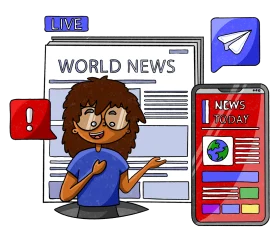 Digital News Reporting Clipart: Modern Journalism and Information Sharing