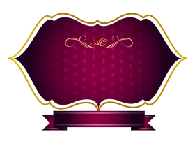 Elegant Deep Magenta and Gold Frame Clipart with Ornate Decorative Border