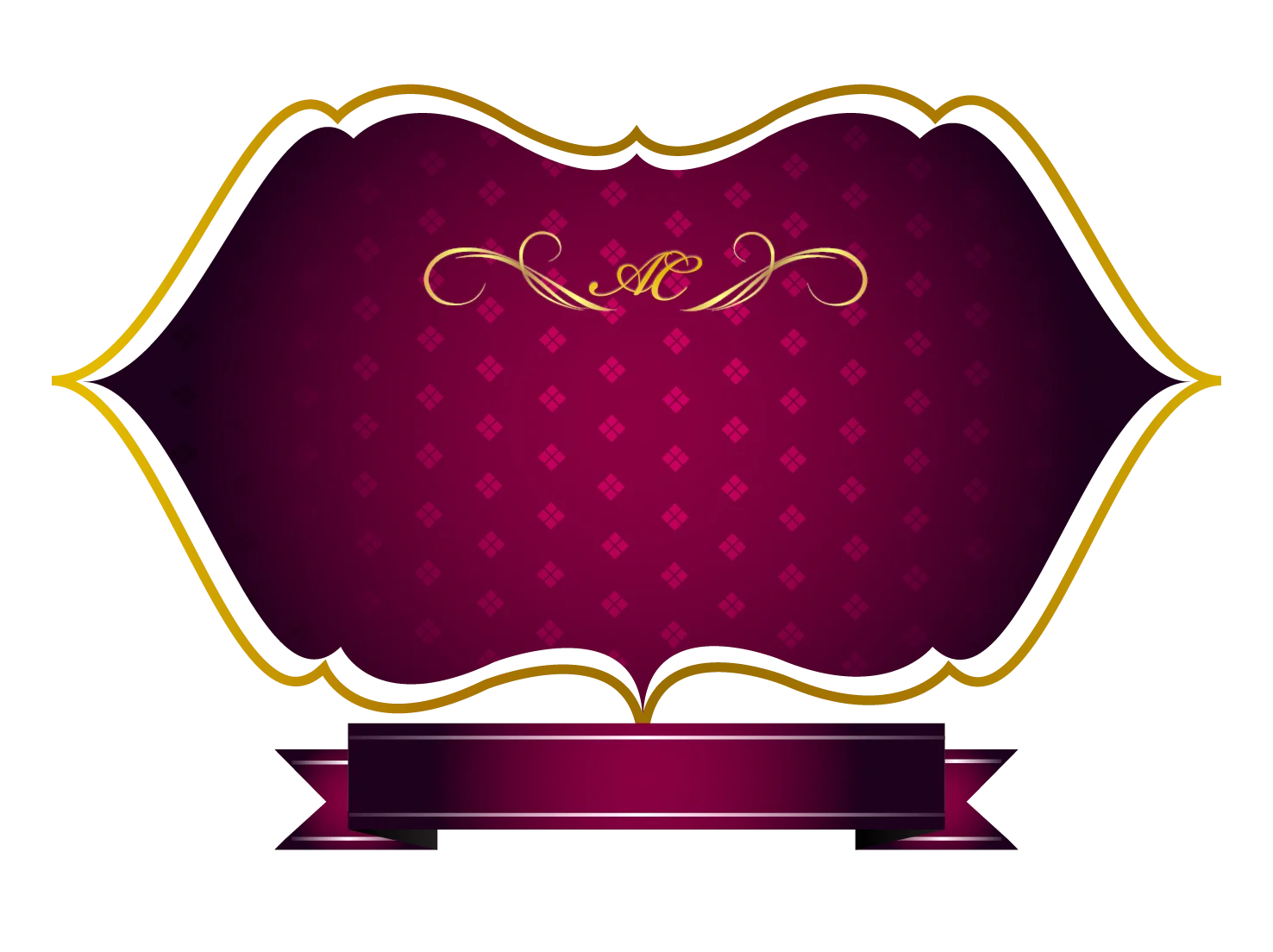 Elegant Deep Magenta and Gold Frame Clipart with Ornate Decorative Border