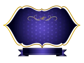 Elegant Royal Blue and Gold Ornate Shield-Shaped Clipart Frame Design